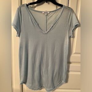 William Rast women’s medium top aqua blue sheer ragged edge